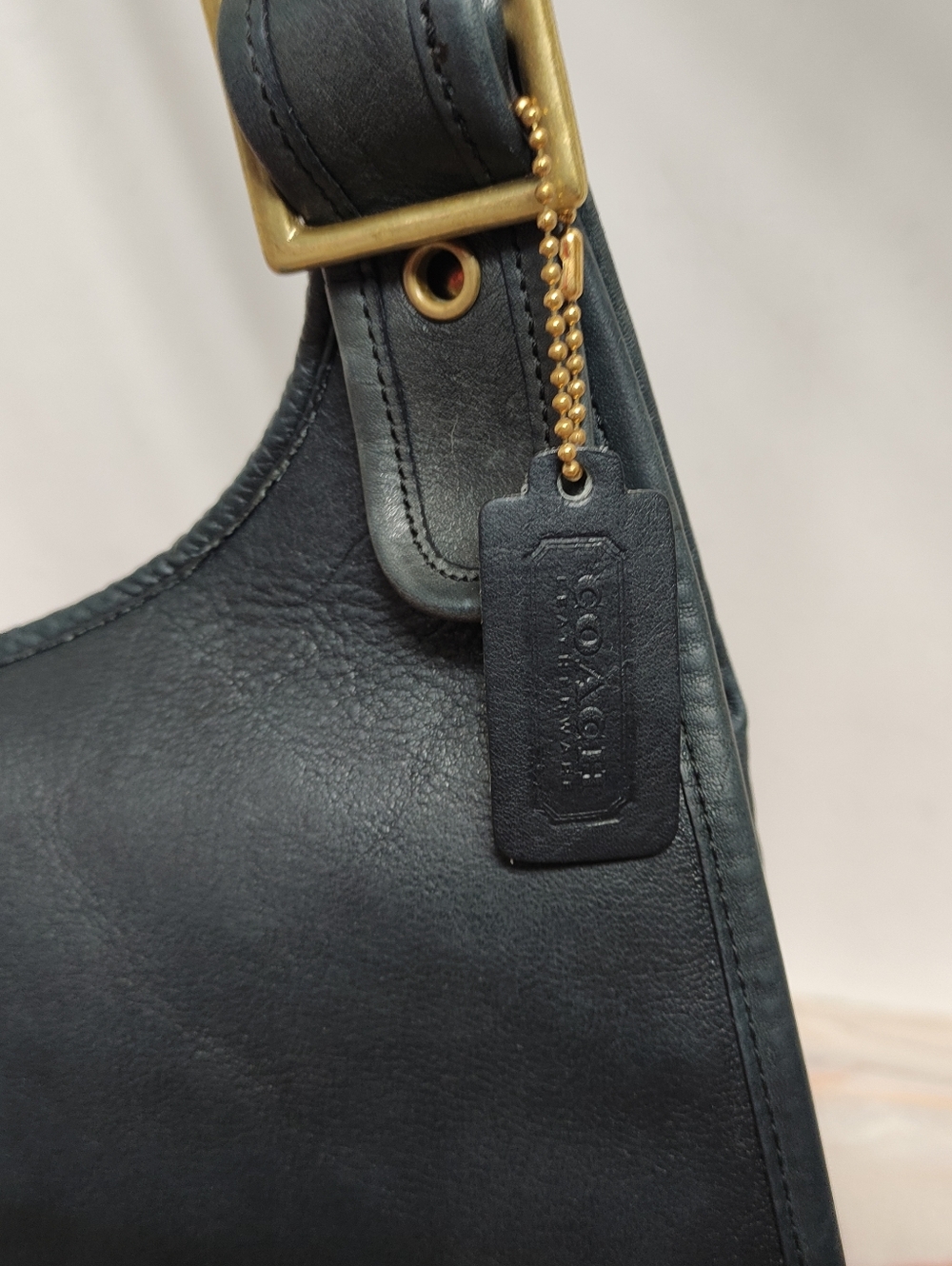 Vintage Coach 9210 Saddle Bag Large Navy Blue - Picture 14 of 16
